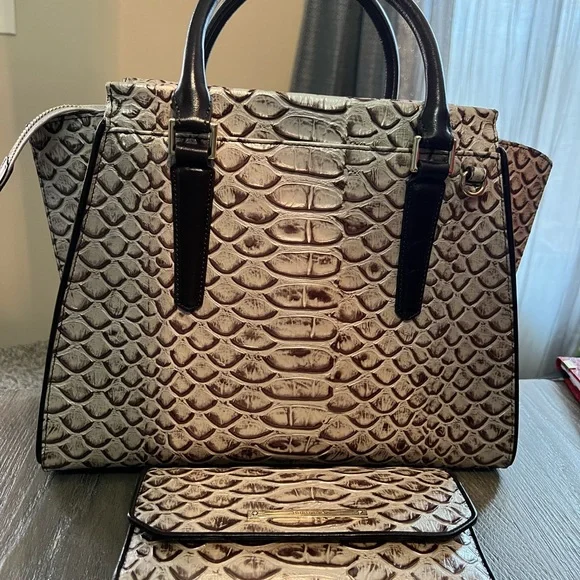 Brahmin Pearl Dragon Priscilla Satchel & Wallet - Picture 2 of 8